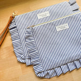 Ruffle Pouch - Blue Stripe
