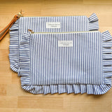 Ruffle Pouch - Blue Stripe