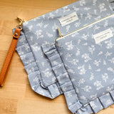 Ruffle Pouch - Blue Bouquets