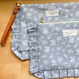 Ruffle Pouch - Blue Bouquets