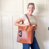 Woven Checkered Tote Bag