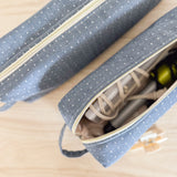 Hair Tool Bag - Denim Dot