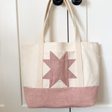 Quilt Block Tote -  Blush Crushed Canvas