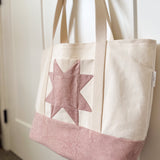 Quilt Block Tote -  Blush Crushed Canvas