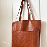 Woven Checkered Tote Bag