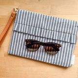 Ruffle Pouch - Indigo Stripe