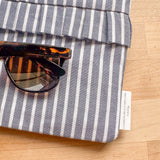 Ruffle Pouch - Indigo Stripe