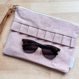 Ruffle Pouch - Blush Crushed Canvas