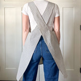 Criss Cross Apron - Blue Stripe Ticking
