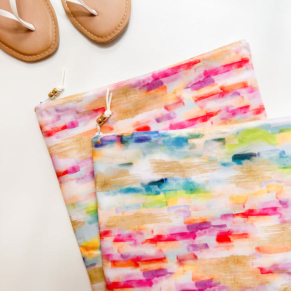 Watercolor Rainbow Stripe Wet Bag
