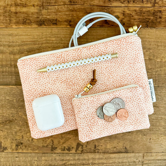 Regular Travel Pouch - Blush & Rust Confetti