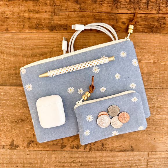 Zip Pouch - Chambray Daisy