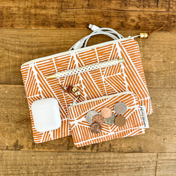 Zip Pouch - Rust Aztec