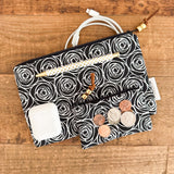 Zip Pouch - Black Rose