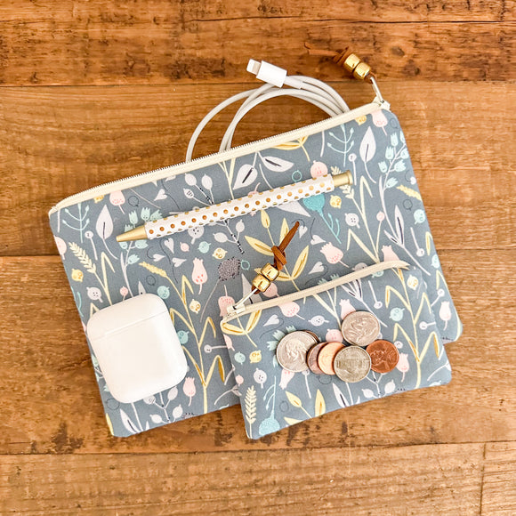 Zip Pouch - Blue Posey