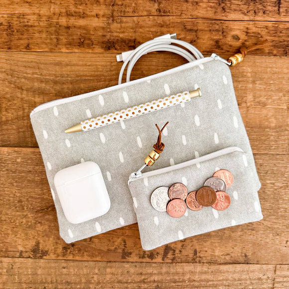 Zip Pouch - Grey Raindrop