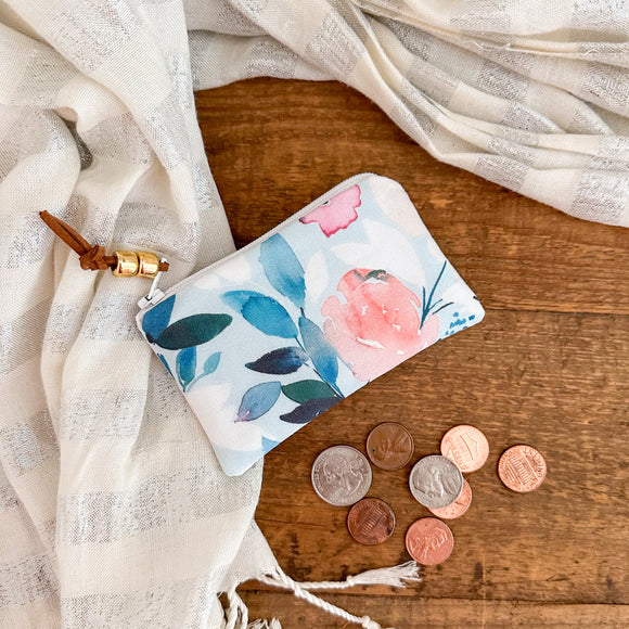 Mini Zip - Blue Watercolor Floral