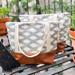 Tote Bag - Grey Aztec
