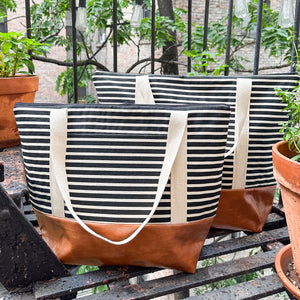 Tote Bag - Black & Ivory Stripe