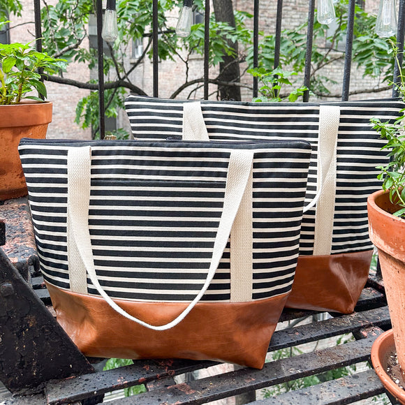 Tote Bag - Black & Ivory Stripe