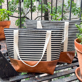 Tote Bag - Black & Ivory Stripe