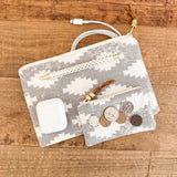 Zip Pouch - Grey Aztec