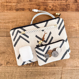 Zip Pouch - Neutral Mud Cloth