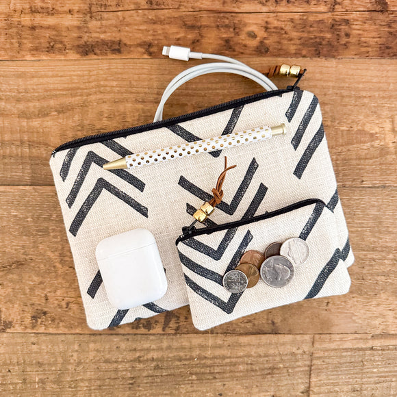Zip Pouch - Neutral Mud Cloth