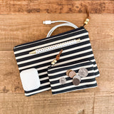 Zip Pouch - Black & Ivory Stripe