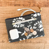 Zip Pouch - Black Whimsical Floral