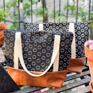 Tote Bag - Black Linear Circles