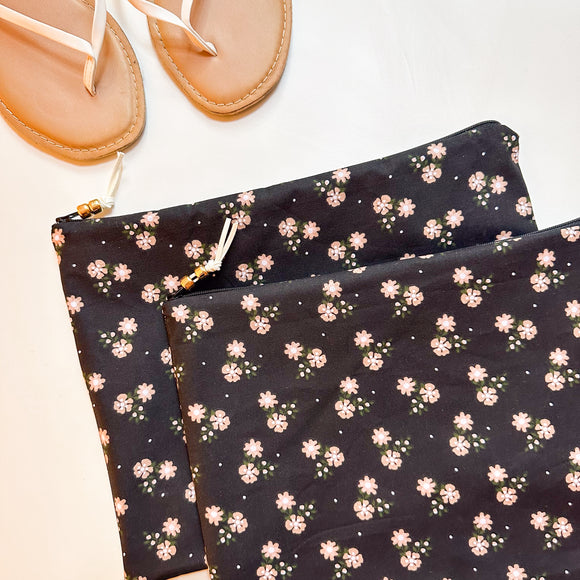 Black Retro Floral Wet Bag