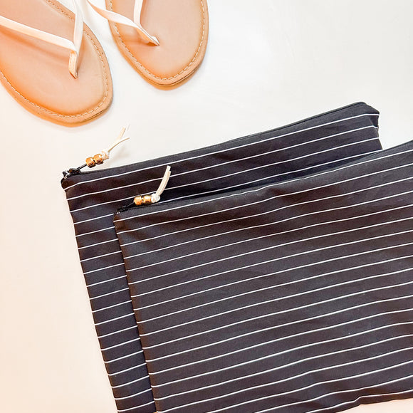 Black mini stripe Wet Bag