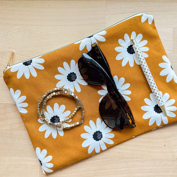Everyday  Pouch - Mustard Daisy
