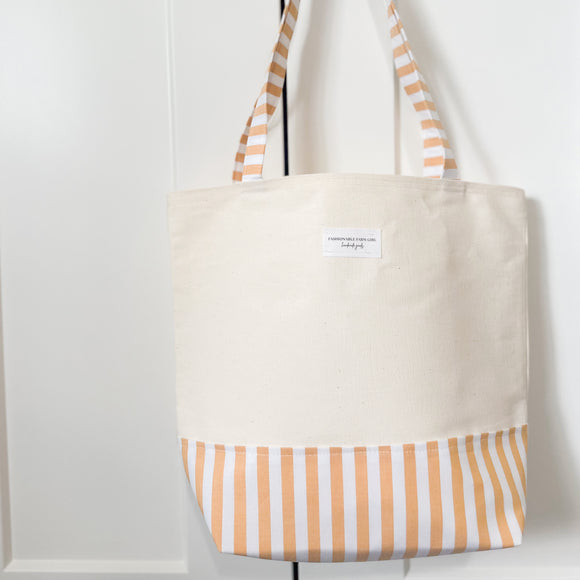 Around Town Tote - Buttercream Stripe