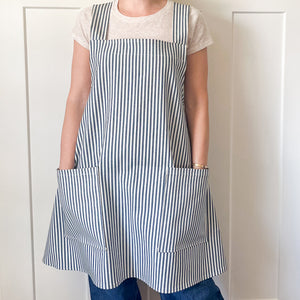 Criss Cross Apron - Bold Blue Stripe
