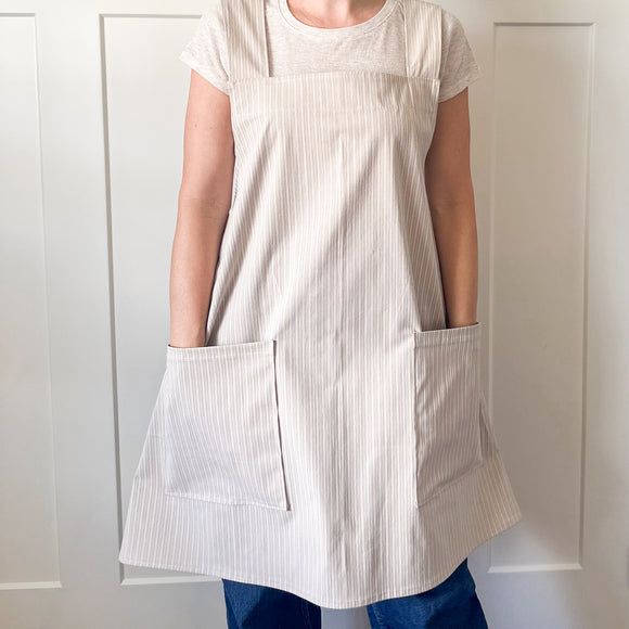 Criss Cross Apron - Tan Stripe