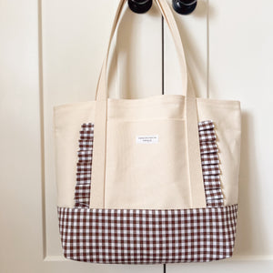 Ruffle Tote - Brown Gingham