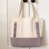 Ruffle Tote - Brown Gingham