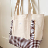 Ruffle Tote - Brown Gingham