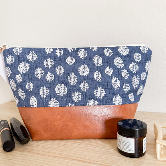 Make Up Bag - Blue Spotted Dot