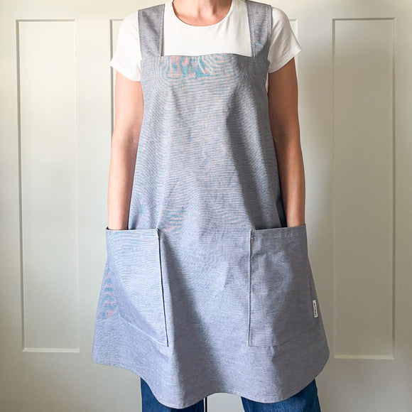 Criss Cross Apron - Dark Blue Chambray