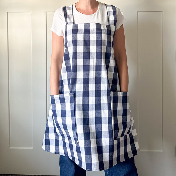 Criss Cross Apron - Navy Plaid