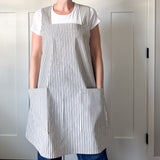 Criss Cross Apron - Blue Stripe Ticking