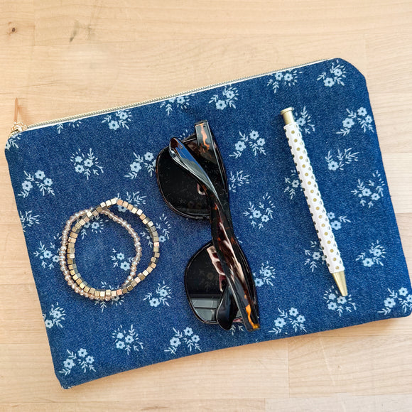 Everyday Pouch - Denim Floral