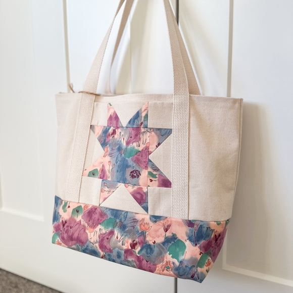 Quilt Block Tote -  Tie Dye Floral