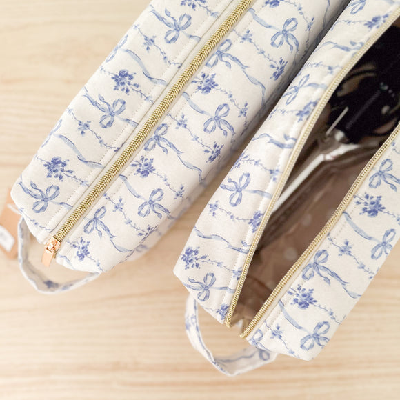 Hair Tool Bag - Blue Bows