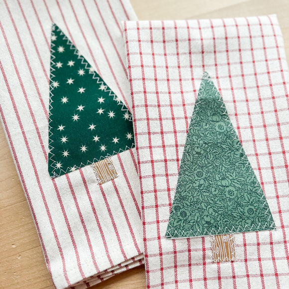 Stitched Christmas Tree Towel - Cream