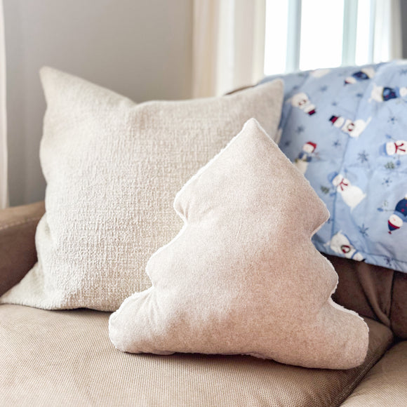 Handmade Christmas Tree Pillow - Oatmeal Felt