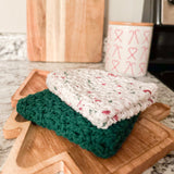 Cotton Dishcloth Set - Christmas Green